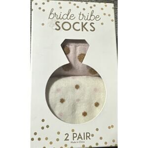 Bride Tribe Crew Socks 2 Pair Size 9-11 Polka Dots & Bride Tribe